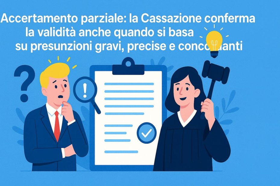 Accertamento parziale: la Cassazione conferma la validità anche quando si basa su presunzioni gravi, precise e concordanti