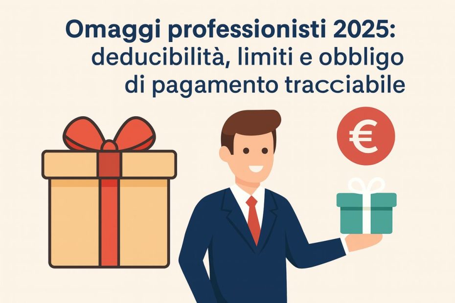 Omaggi professionisti 2025: deducibilità, limiti e obbligo di pagamento tracciabile