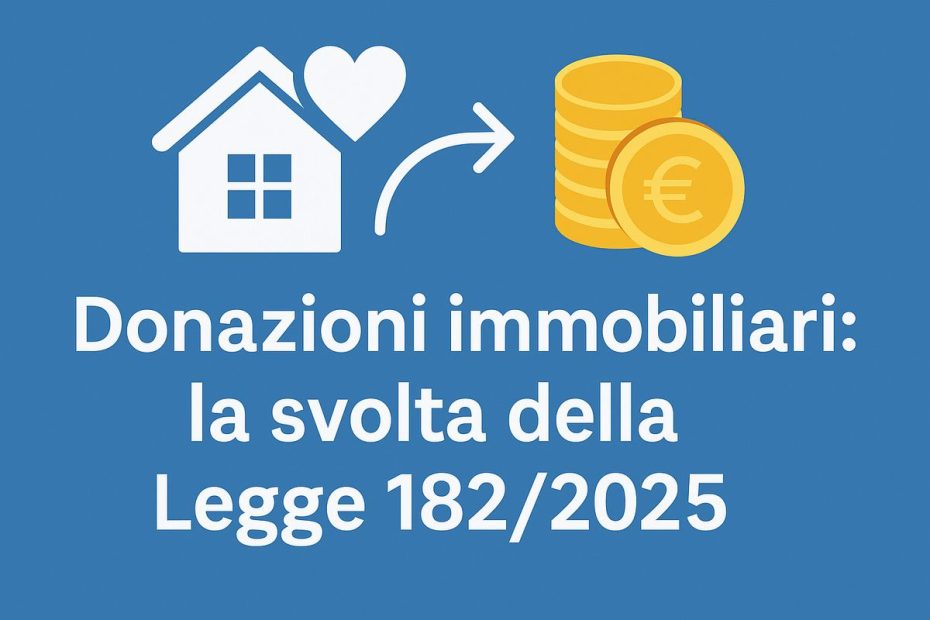 Donazioni immobiliari: la svolta della Legge 182/2025 che tutela acquirenti, venditori e mercato
