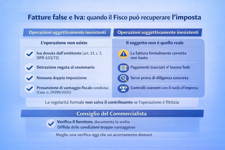 Fattura oggettivamente falsa: legittima la ripresa del Fisco