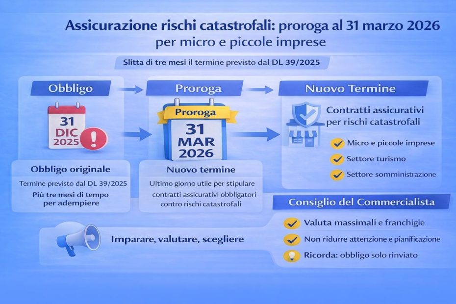 Polizze catastrofali: proroga al 31 marzo 2026 per micro e piccole imprese