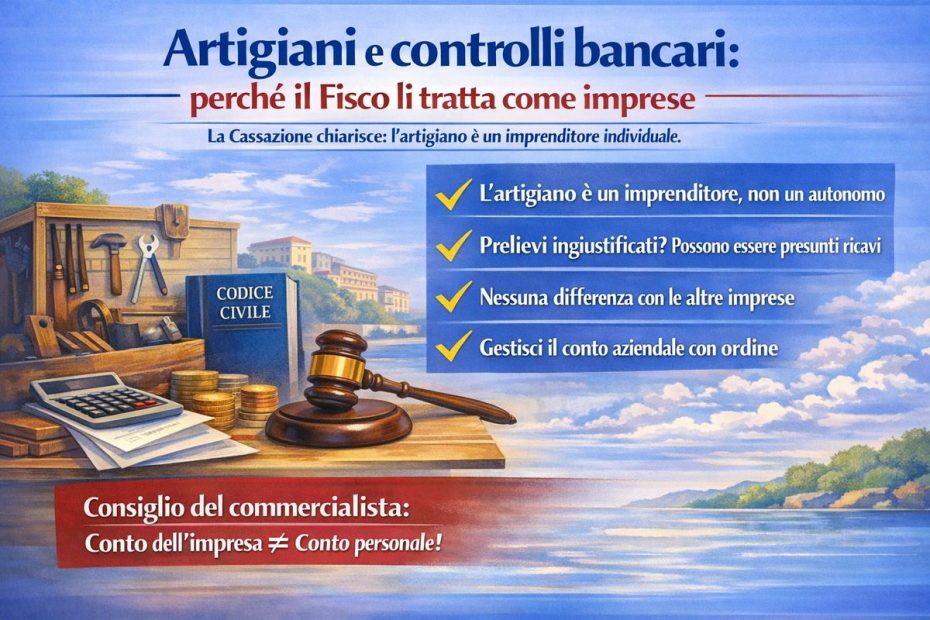 Artigiani e controlli bancari, perché il Fisco li tratta come imprese