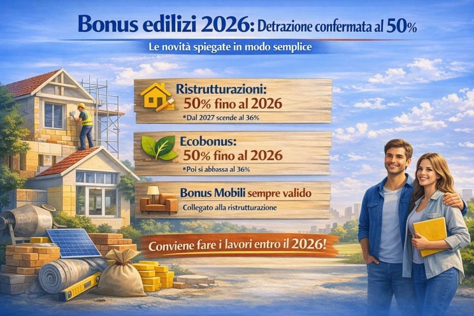 Bonus edilizi 2026, resta la detrazione al 50%