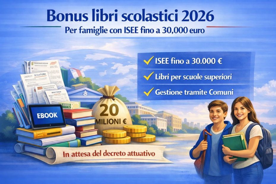 Bonus libri scolastici 2026: nuovo contributo per le famiglie con ISEE fino a 30.000 euro