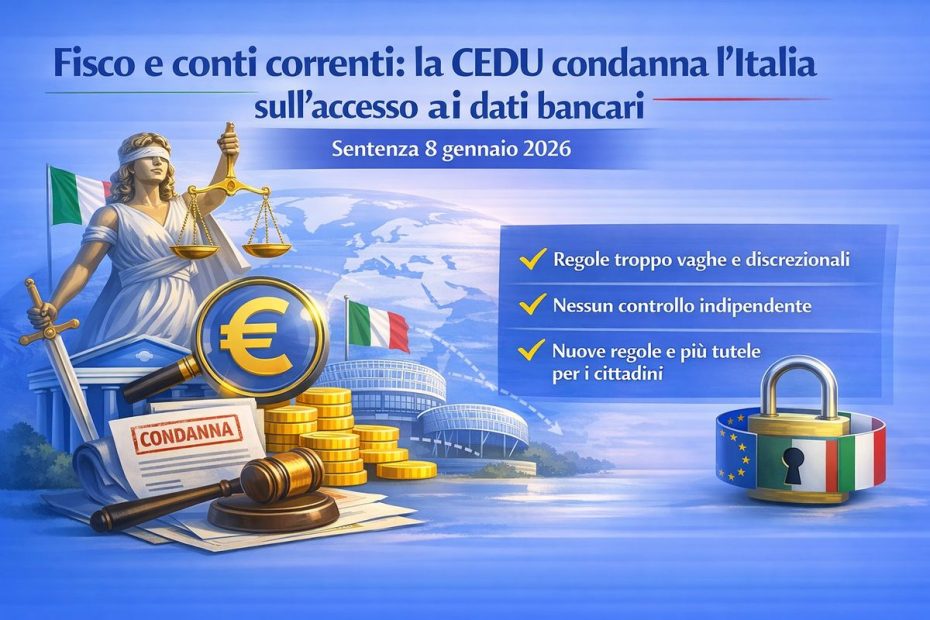 Fisco e conti correnti: la CEDU condanna l’Italia sull’accesso ai dati bancari