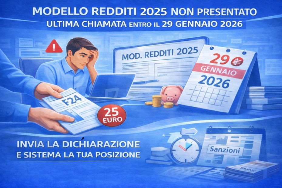 Hai dimenticato il Modello Redditi 2025? Ecco cosa puoi ancora fare (fino al 29 gennaio 2026)