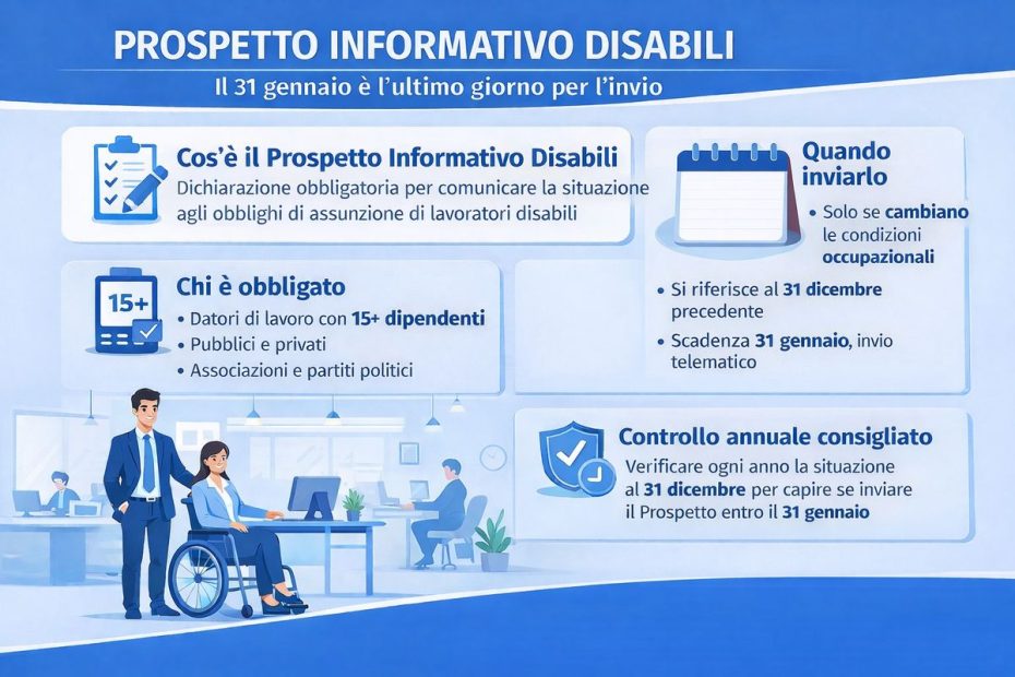 Prospetto informativo disabili il 31 gennaio 2026 è l’ultimo giorno per l’invio