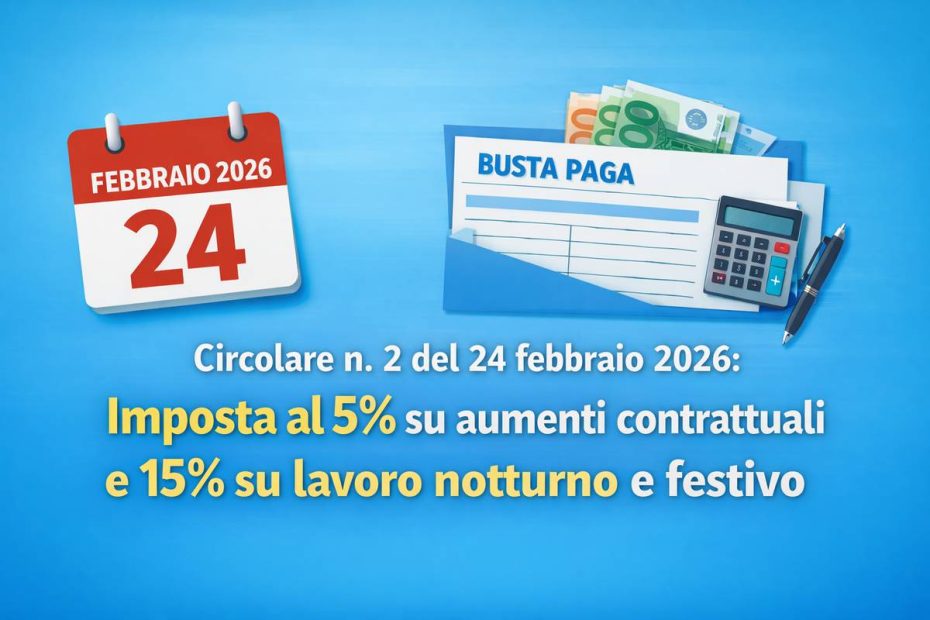 Imposta al 5% sugli aumenti contrattuali e 15% su lavoro notturno e festivo