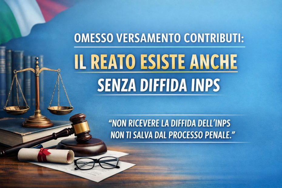 Omesso versamento contributi INPS, il reato esiste anche senza diffida